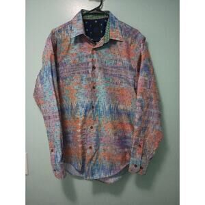 Mizumi Callezioni Men's Long Sleeve Button Down Dress Shirt Size L